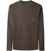 Pepe Jeans Pepe Jeanstil mænd. PM5010100 Thor T-shirt brun (L), Casual, Bomuld, Lange ærmer