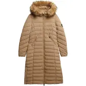 Superdry Superdrytil kvinder. W5012001A Fuji Faux Fur Hooded Longline Coat beige (XL), Casual, Polyester