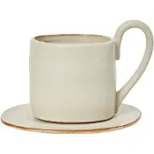 Ferm Living Flow krus med underkop 25 cl Off-white speckle