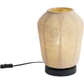 QAZQA Japandi bordlampe sort med beige linnedskærm 21,5 cm - Nami