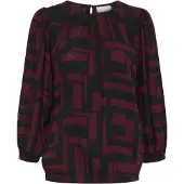 Kaffe Bluse 'KALorina' vinrød / sort