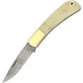 Damascus Lockback White Bone