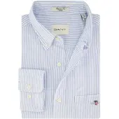 Gant Ganttil mænd. 3000230 Regular Fit Oxford-skjorte i blå, fine striber (M), Casual, Bomuld, Klassisk, Lange ærmer