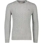 Gant Ganttil mænd. 8050601 Rundhalset trøje i grå, strikket bomuldsjersey (5XL), Casual