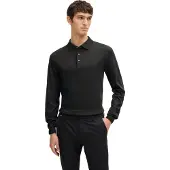 BOSS Poloshirt med lange ærmer i interlock-bomuld med logo