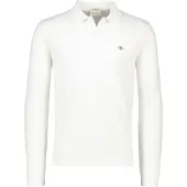 Gant Ganttil mænd. 2230 Shield pique polo shirt hvid (L), Casual, Bomuld, Lange ærmer