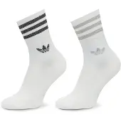 Adidas Originals Sokker 'Mid-Cut Glitter Crew 2 Pairs' lysegrå / sort / hvid