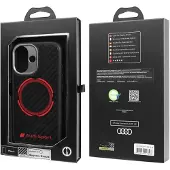 Audi RSQ MagSafe-etui i kulfiber med rød cirkel til iPhone 17 – sort