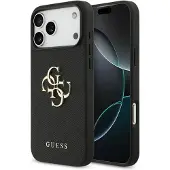 GUESS Grained Big 4G & Classic Logo-etui til iPhone 17 Pro Max – sort
