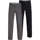 Jack & Jones Lærredsbukser 'JPSTKane Dave' mørkegrå / sort