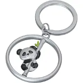 Troika nøglering Spinning Panda, metal, sølv