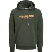 Jack & Jones Sweatshirt 'JJAlvis' mørkegrøn / mørkeorange / hvid