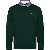Gant Ganttil mænd. 2004082 Heavy Rugger med grøn chambray-krave (S), Casual, Bomuld, Lange ærmer