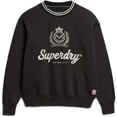 Superdry Superdrytil kvinder. W2012468A Country Club sweatshirt sort (XS), Casual, Bomuld, Lange ærmer