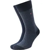 Tommy Hilfiger 2-pak Sokker Birdseye 004 Blå Mørkeblå måle