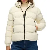 Superdry Superdrytil kvinder. W5011996A Stanton off-white quiltet jakke med hætte (M), Hvid, Casual, Polyester