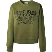 Pepe Jeans Pepe Jeanstil kvinder. PL5800022 Sweatshirt Beberly grøn (L), Casual, Bomuld, Lange ærmer