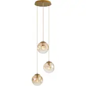 QAZQA Art Deco Pendel Messing med Amberfarvet Glas 3-Lys - Douglass