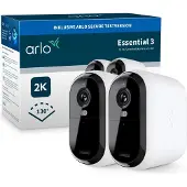 Arlo Essential 3 XL - Netværksovervågningskamera - indendørs, udendørs - vejrfast - farve (Dag/nat) - 4 MP - 2560 x 1440 - audio - trådløs - WiFi - 2.4GHz radio, 5 GHz radio (pakke med 2)