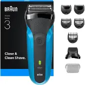 Braun Series 3 310BT, Folie shaver, Sort, Blå, Batteri, Indbygget batteri, 30 min., 1 t