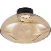 QAZQA Design loftslampe sort med ravfarvet glas - Gemma