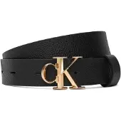 Calvin Klein Bælte 'Pebble Grain Monogram Buckle' sort