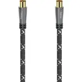 Hama Prime Line - Antennekabel - IEC-forbindelse han til IEC-forbindelse hun - 3 m - parsnoede skærmet koaksial - 120 dB - grå, sort