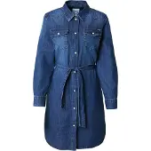 Pepe Jeans Pepe Jeanstil kvinder. PL95376845A0 Denim skjortekjole blå (L), Casual, Bomuld, Lange ærmer