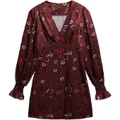 Superdry Superdrytil kvinder. W8012005A Jacquard-kjole i granatrød (M), Casual, Rødbrun, Viscose, Lange ærmer