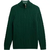 Superdry Superdrytil mænd. M6110731A Preppy Cable Half grøn strikbluse med lynlås ved halsen (L), Casual, Bomuld