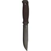 Morakniv Garberg Grand BlackBlade (C) 14640 Carbon Steel, Brown Polymer, bushcraft knife, leather sheath