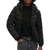 Superdry Superdrytil kvinder. W5011594A Vatteret jakke i mikrofiber med hætte (M), Sort, Casual, Genanvendt polister, Bæredygtig