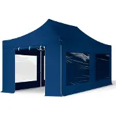 TOOLPORT 3x6m, aluminium, easy-up-pavillon, 4 sidedele, mørkeblå