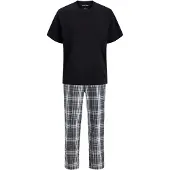 Jack & Jones Pyjamas lang 'JACLuca' grafit / sort / hvid