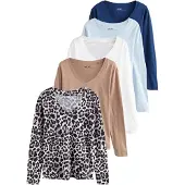 Next Shirts royalblå / mokka / sort / hvid