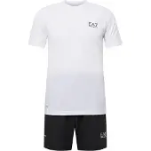 EA7 EA7til mænd. 8NPV03_PNDDZ Dynamic Athlete T-shirt- og buksesæt hvid, sort (S), Sport, Tennis/padeltennis, Multisport, Polyester, Korte ærmer