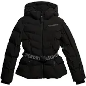 Superdry Superdrytil kvinder. WS110178A Luxe skijakke med bælte, sort (S), Casual, Sport, Polyester, Sne