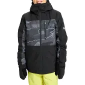 Quiksilver - Skijakker børn - Side Hit Printed Youth Jacket Camostrokes True Black til UnisexUld - Børnetoj Størrelse 10 År - Sort