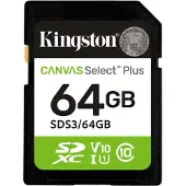 Kingston 64gb Sdxc Canvas Select Plus Gen3 100 Mb/s C10 Uhs-i U1 V10 Hukommelseskort