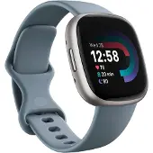 Fitbit Versa 4 - 40 mm - platin - smart ur med bånd - vandfaldsblå - båndstørrelse: S/L - Bluetooth, NFC