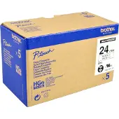 Brother HGE-251V5 - Sort på hvid - Rulle (2,4 cm x 8 m) 5 kassette(r) lamineret bånd - for P-Touch PT-9500pc, PT-9800PCN P-Touch R RL-700S