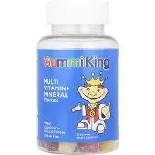 GummiKing , Multi-Vitamin + Mineral for Børn, Strawberry, Orange, Lemon, Grape, Cherry og Grapefruit, 60 Gummies