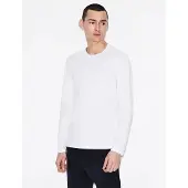 Armani Exchange A|X Armani Exchangetil mænd. 8NZM77ZJA5Z1100 Maglia T-shirt hvid (M), Casual, Bomuld, Lange ærmer