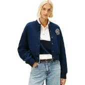 Tommy Hilfiger Sweatjakke 'Varsity' creme / navy / rød / hvid