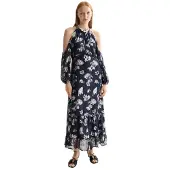 Scotch & Soda Fil Coupe Open Shoulder Lang Kjole Med Lange ærmer