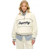 Superdry Superdrytil kvinder. W2012380A Country Club Loose 1/4 Zip sweatshirt i knækket hvid (S), Casual, Bomuld