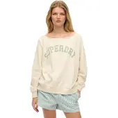 Superdry Superdrytil kvinder. W2012424A Sweatshirt Athletic Essential Bardot off-white (XS), Hvid, Casual, Bomuld