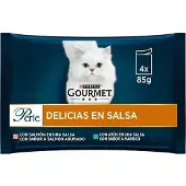 Purina Gourmet Perle Delicias Sauce Tun Laks 4x85g Kattesnack 12 Enheder
