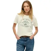 Superdry Superdrytil kvinder. W1011762A Lo-Fi Outdoors afslappet T-shirt off-white (XS), Hvid, Casual, Bomuld, Korte ærmer