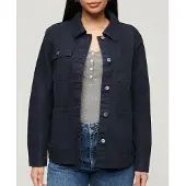 Superdry Superdrytil kvinder. W5011711A Navy Chore Canvas-jakke (L), Casual, Bomuld, Lange ærmer, Blå